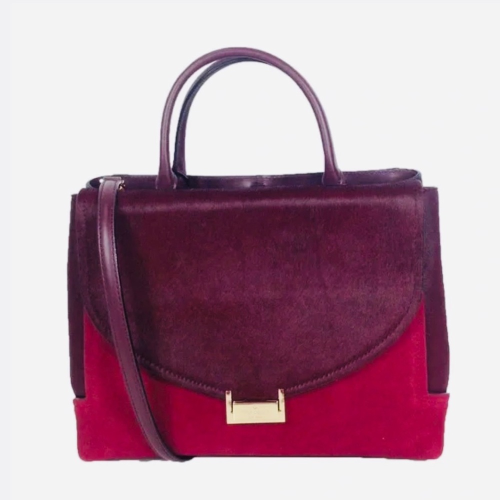 BNWT Kate Spade Shoulder / Handbag 💯% Suede & Calf fur Front flap w/ metal logo